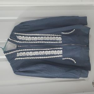 Modcloth Ruby Rose Blue Lace Hoodie, 1X